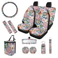 thumbnail image 1 of XYZCANDO Dahlia Print Car Trash Can Coasters Steering Wheel Cover Center Mirror Cover Car Seat Cover Seat Belt Cover Keychain Lipstick Cover Easy to Install for Most Cars SUV Truck Heat, 1 of 5