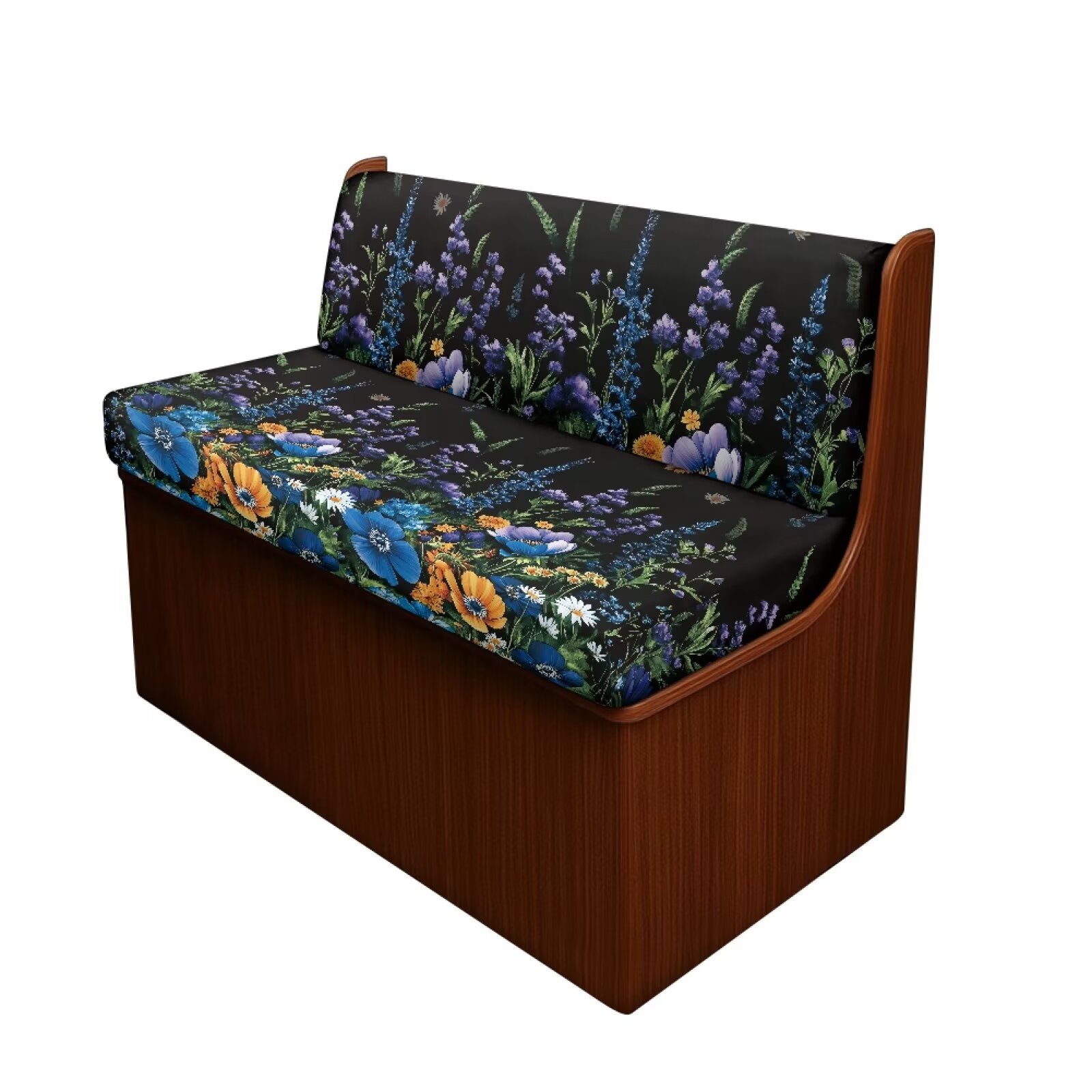 XYZCANDO Daisy RV Dinette Cushion Covers Camper Decor Stretchable Slip Covers for Loveseat Universal Bench Cushion Washable Sofa Covers for 2 Cushion Couch Camper Black