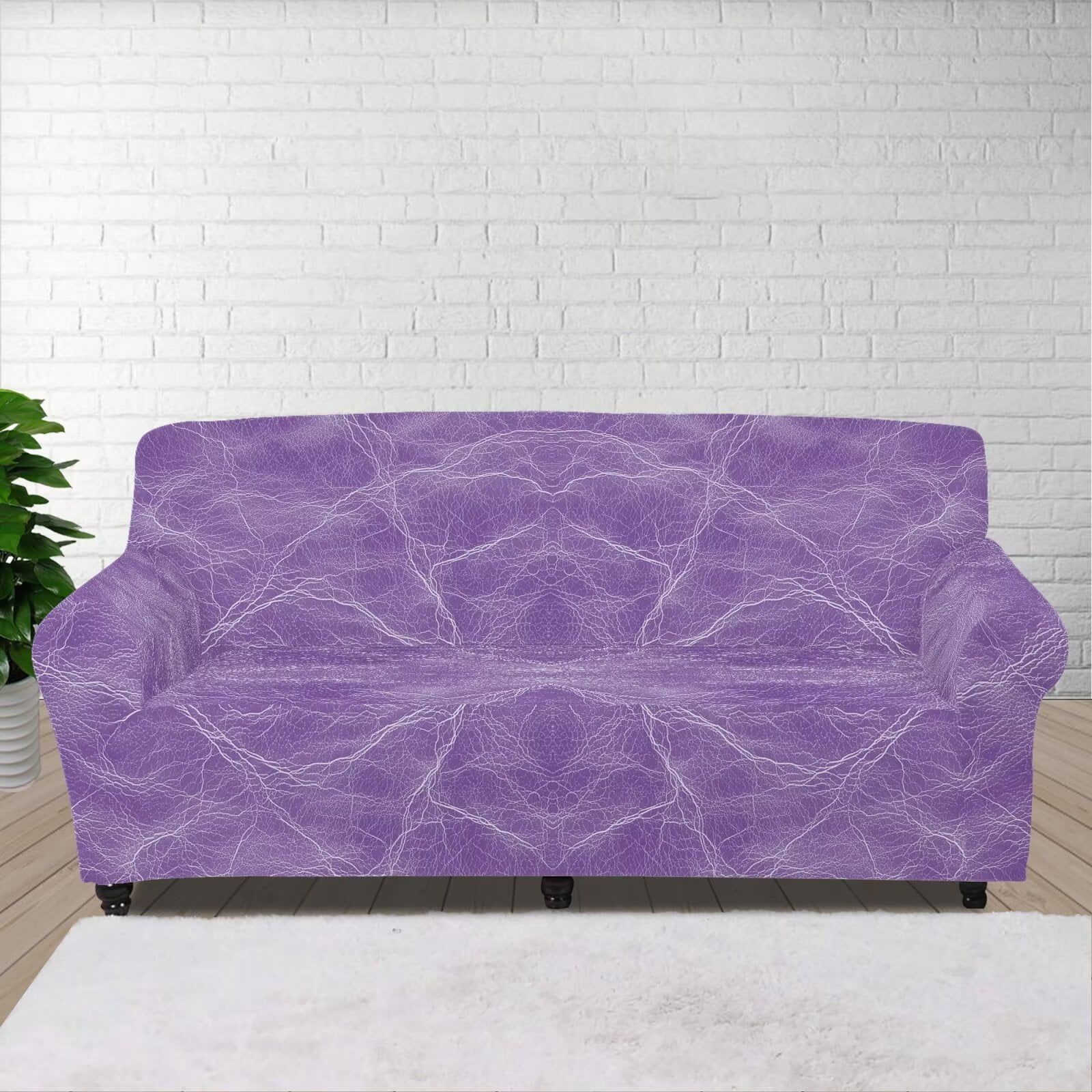 XYZCANDO Dark Purple Stretch Armchair Sofa Slipcover for 1 Cushion Couch,1-Piece Couch Sofa Cover Furniture Protection Soft with Elastic Bottom for Kids, Pets