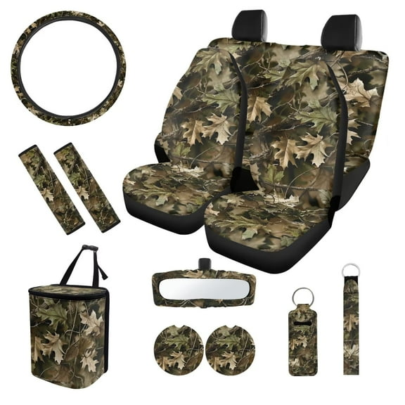 XYZCANDO Dead Branch Print Car Seat Cover Steering Wheel Cover Seat Belt Cover Keychain Lipstick Cover Car Trash Can Center Mirror Cover Coasters Easy Installation Personalized Suitable for Men