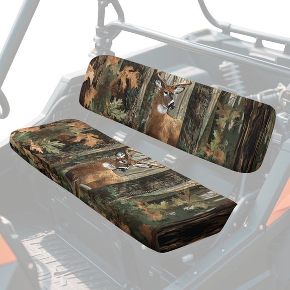 XYZCANDO Deer Camo UTV Seat Cover with Kawasaki Mule 600/610 2-Pack, Waterproof Anti-Tear Anti-Dust UTV Seat Covers