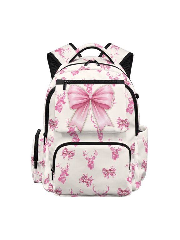 Deer Pink Camo Girls Backpacks Ages 8-14, Cute Fashion School Bookbag Lightweight Adjustable Strap Daypack for Middle School Girl Teens