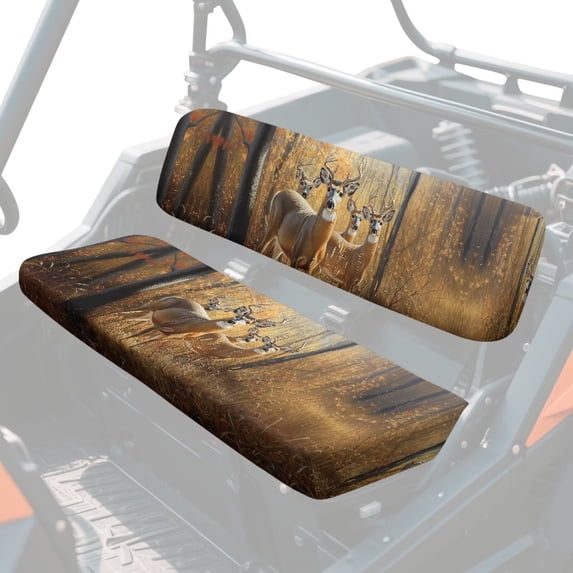 XYZCANDO Deer UTV Seat Covers Compatible with Kawasaki Mule 4000 4010 Hunting Forests 2 Sets Bench Seat Covers Breathable Replacement UTV Seats Accessories Easy Installation