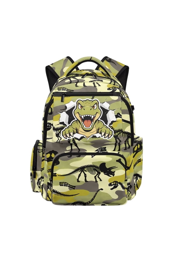 Dinosaur Camo Backpack for School Girls with Compartments 17 Inch Kids Backpacks Cute Toddler Bookbag for Kids Teens Elementary Middle School