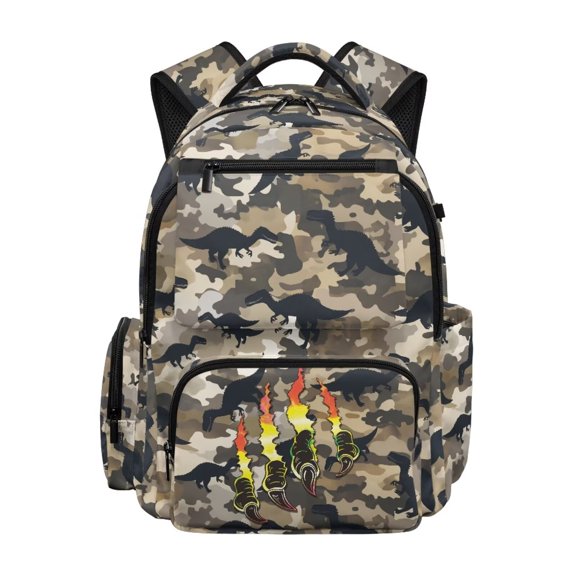 XYZCANDO Dinosaur Camo Backpack for School Girls with Compartments 17 Inch Kids Backpacks Cute Toddler Bookbag for Elementary Primary Middle School