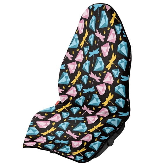 XYZCANDO Dragonfly & Diamond Print Car Seat Towel Cover - Waterproof Sweatproof Protector | Universal Fit for Cars, SUVs, Trucks | Moisture-Wicking Microfiber