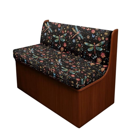 XYZCANDO Dragonfly Floral RV Dinette Cushions Washable Camper Decor Universal RV Accessories for Inside Furniture Covers Comfortable Couch Cover 2 Cushion Sofa Soft Slipcovers for Loveseat Black