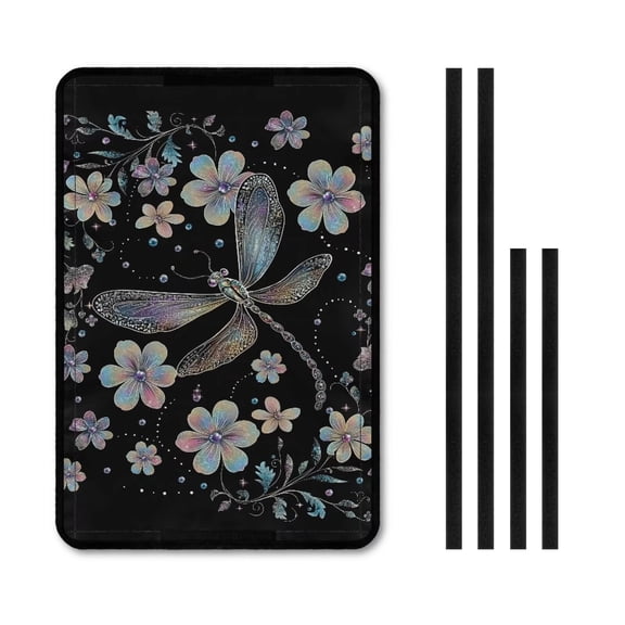 XYZCANDO Dragonfly Flower RV Door Window Shade Fashion Camper Decor Easy to Install Foldable RV Sunlight Cover Travel Trailer Door Blackout Window Shade Camper Blinds for Travel Trailers Black