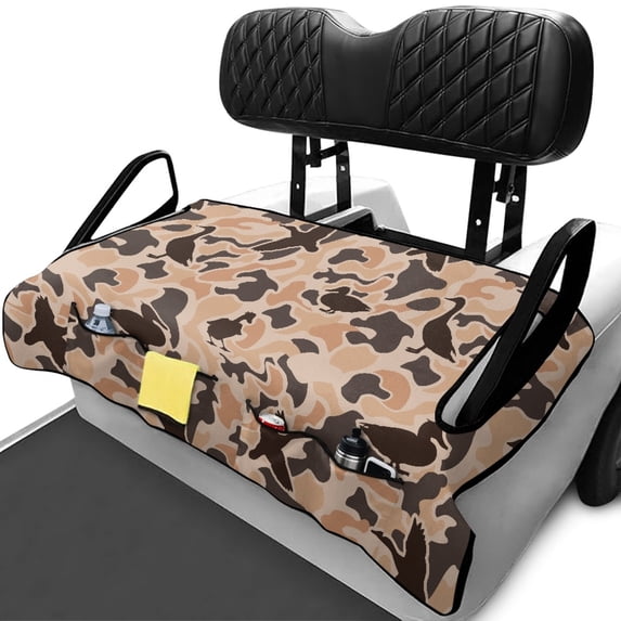 XYZCANDO Duck Camo 2 Passenger Golf Cart Seat Cover With 4 Pockets - Non Slip Washable Terry Cloth Protector For Outdoor Golfing