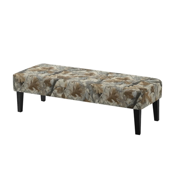 XYZCANDO Dust Resistant Bench Seat Protection, Woodland Oak Leaf Camouflage Pattern Polyester Spandex Fabric Washable Bench Seat Slipcover for Dining Room Bedroom