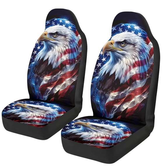 XYZCANDO Eagle Flag Car Front Seat Covers Set of 2 Breathable Seat Cover for Front Seats Patriotic Removable Automotive Accessories Universal Fits Most Cars,SUVs,Sedans