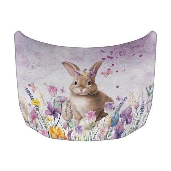 XYZCANDO Easter Car Hood Cover featuring Bunny Floral Eggs - Durable All-Season Protection for Holiday Auto Decor