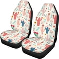 thumbnail image 1 of XYZCANDO Easy to Install Car Seat Covers Auto Van Vehicle, Stretchy Fabric All-Season Front Seats Covers 2pc Polyester Cactus Flower Pattern, 1 of 10