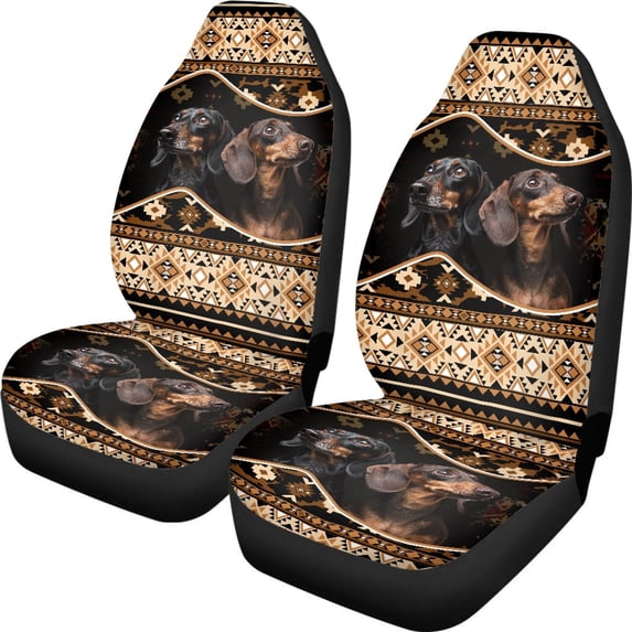 XYZCANDO Easy to Install Front Seat Bucket Towel Auto Car SUV, Soft Anti-Scratch Car Seat Covers 2 Pack Polyester Dachshund Design