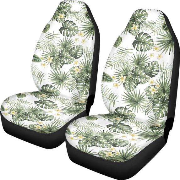 XYZCANDO Elastic Vehicle Seat Covers Auto Sedan SUV, Anti-Slip Washable Front Seats Protector 2 Pack Polyester Fabric Palm Tree Pattern