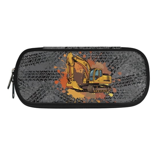 XYZCANDO Excavator Polyester Pen Pouch with Zipper Durable Pencil Pouch, Convenient Storage Pencil Case for Office School Daily Use