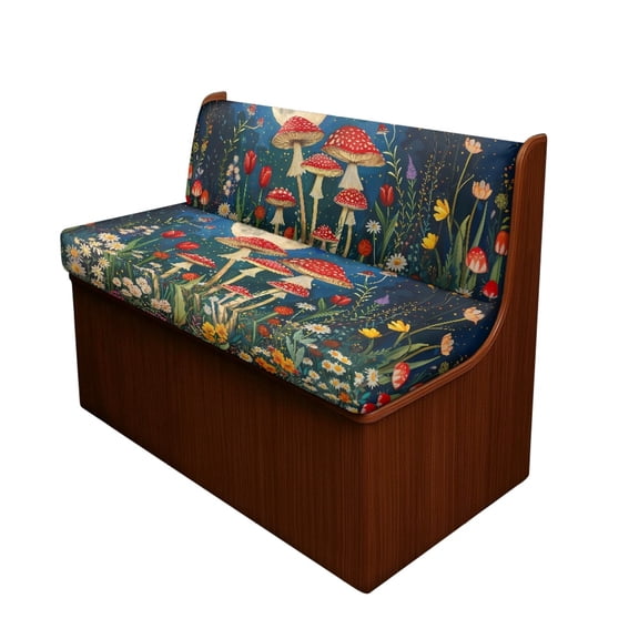 XYZCANDO 2-Piece Mushroom Floral RV Dinette Booth Seat Cover - Stretch Washable Spandex Furniture Protector for Camper Travel Trailer