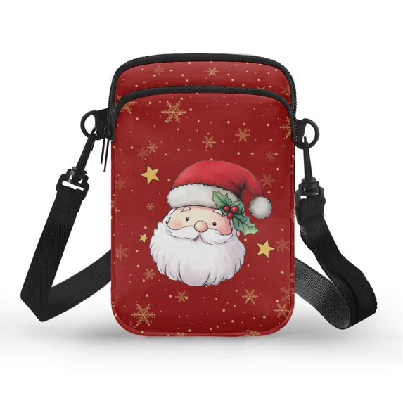 XYZCANDO Father Christmas Small Crossbody Bags for Teen Girls Heart Cellphone Messenger Handbag with Zipper Stylish Cross Body Phone Purse with Strap for Running Shop Travel