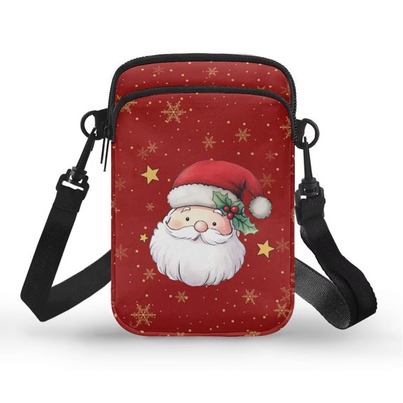 XYZCANDO Father Christmas Small Crossbody Bags for Teen Girls Heart Cellphone Messenger Handbag with Zipper Stylish Cross Body Phone Purse with Strap for Running Shop Travel
