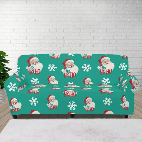 XYZCANDO Father Christmas Stretch Sofa Covers 1 Piece Cushion Couch Slipcovers Printed Sofa Covers for 1 Seater Couch Cover