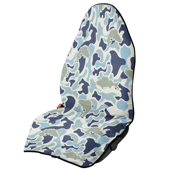 XYZCANDO Fish Camo Front Car Seat Cover - Waterproof Sweat-Absorbent Protector | Universal Fit for Cars, Trucks, SUVs & Vans - Non-Slip, Quick-Dry Microfiber