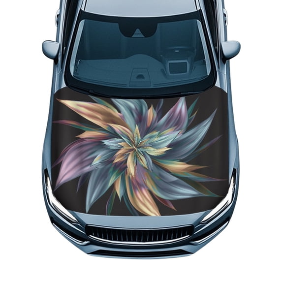 XYZCANDO Floral Art Car Hood Cover for Trucks Pickup Sedans, Decorate Accessories Stretch Fabric Stretchable Car Hood Cover Protector
