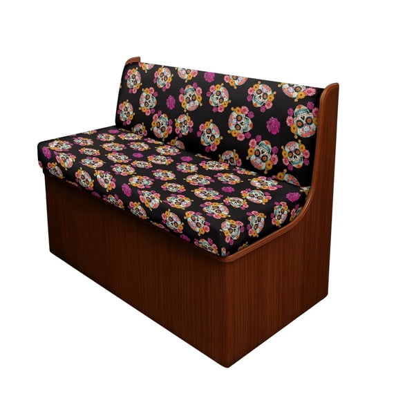 XYZCANDO Floral Skull RV Dinette Cushions Gothic RV Decor Washable Furniture Covers for Sofa and Loveseat Comfortable Cushion Covers for Couches and Sofas Stretchable Slipcovers Camper Black