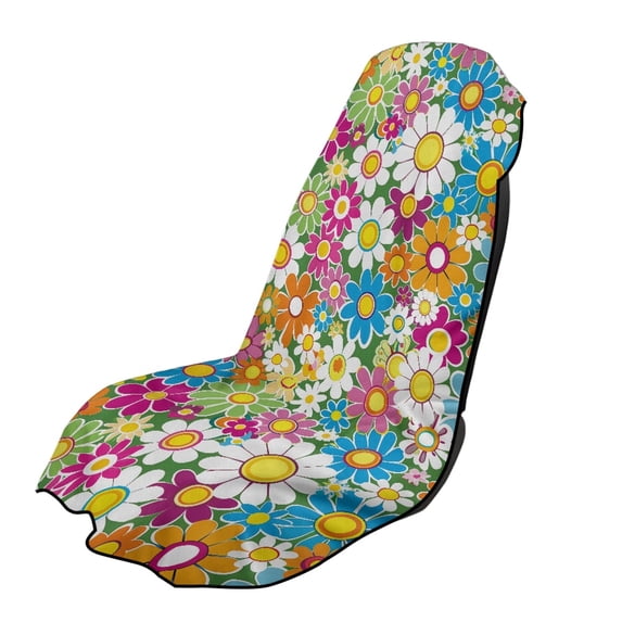 XYZCANDO Flowers Pattern Design Machine Washable Towel Car Seat Cover, Sweatproof Easy to Install Non-Slip Towel Cover for Van SUV