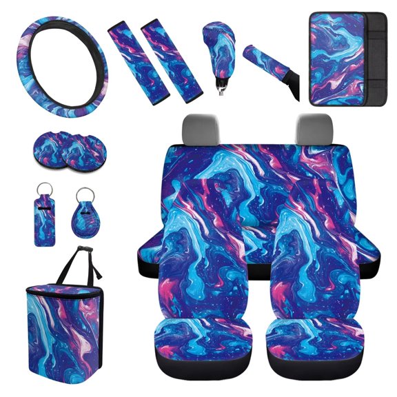 XYZCANDO Fluid Gradient Print Trash Can Car Coasters Handbrake Cover Lipstick Cover Keychain Fender Cover Seat Belt Cover Armrest Cover Steering Wheel Cover Car Cushion Cover Colorful