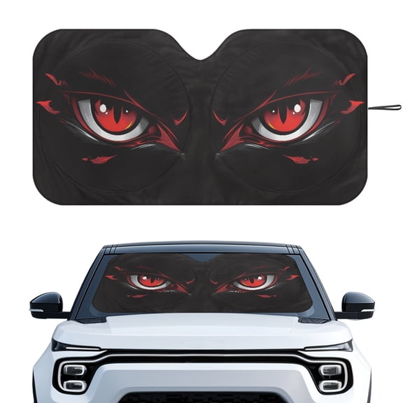 XYZCANDO Foldable Sunshade with Anime Red Eyes Design, Car Windshield Sun Shade for Blocking Heat and UV Rays, Fits Most Standard Size Vehicle Windshields