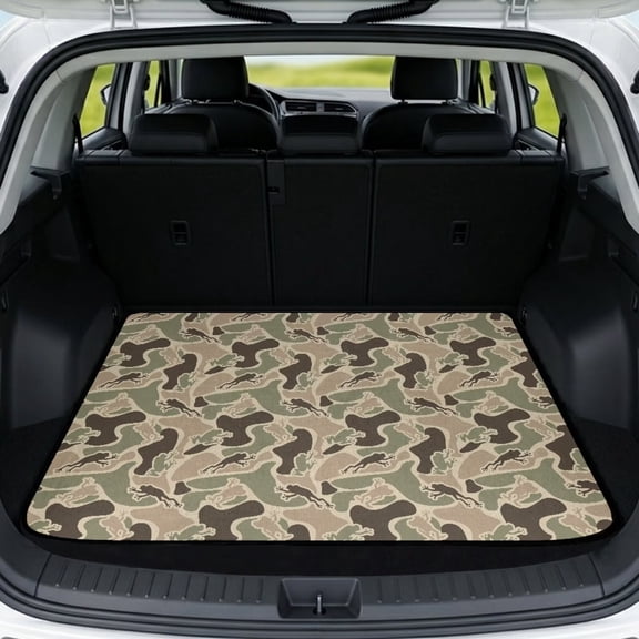 XYZCANDO Frog Camo Trunk Mat 29" x 39", Waterproof All-Weather Trunk Protection, Non-Slip Backing Stitched Edge Durable Cargo Mat for Sedans & SUVs