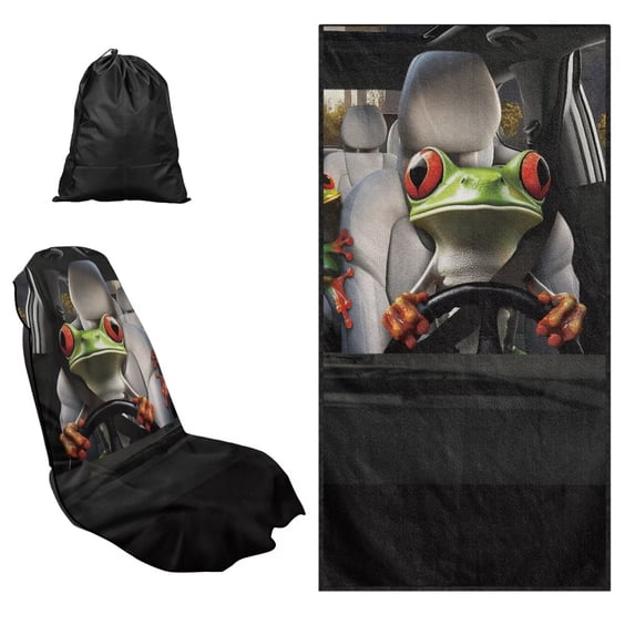 XYZCANDO Frog Car Seat Towel Waterproof Sweating Cars Seats Cover Non Slip Backing Sweatproof Cushion Protector with Storage Bag Universal Fit for Most Cars,SUVs,Sedans