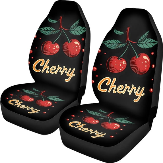 XYZCANDO Front Car Seat Covers Polyester Fabric Car Front Seat Covers Car Accessories Removable Washable Vehicle Sedan, Cherry Pattern