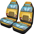 thumbnail image 1 of XYZCANDO Front Seat Protector Polyester Fabric Car Seat Covers Front Seat Cover Easy to Install Decor Accessory Truck Auto, Yellow Bus Front Design, 1 of 10