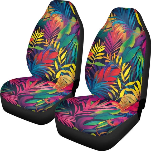 XYZCANDO Front Seats Covers Breathable Car Seat Covers for Front Seats Car Front Seat Covers Durable Comfortable Truck Van, Colorful Leaf Pattern
