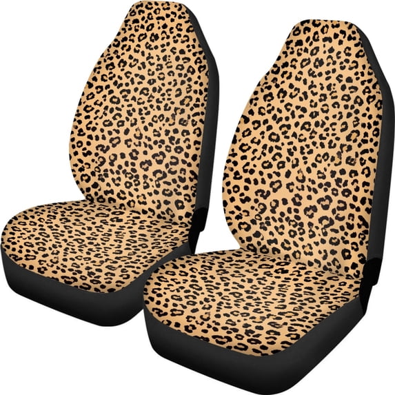 XYZCANDO Front Seats Protector Classic Leopard Pattern 2 Pack Car Front Seat Covers Elastic Sedan Auto SUV Durable Anti-Scratch Car Seat Covers