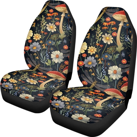 XYZCANDO Front Vehicle Seats Protector 2 pcs Car Seat Covers Car Front Seat Covers Easy Install Soft Truck Sedan, Rose Floral Pattern