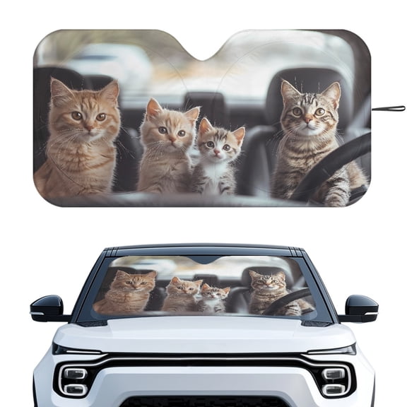 XYZCANDO Funny Cat Print Easy Storage Car Window Sun Shades for SUVs Auto Sun Sheets for Car Blocks UV Rays