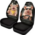 thumbnail image 1 of XYZCANDO Funny Front Car Seat Covers featuring Cute Driving Pig Print - Durable Breathable Waterproof Set of 2 for All Vehicles, 1 of 10