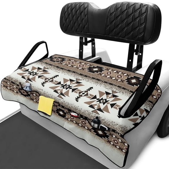 XYZCANDO Geometric Pattern Golf Cart Seat Covers Cute, Front Pockets Golf Cart Seat Protector Fit for Club Car