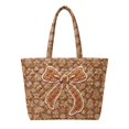 thumbnail image 1 of XYZCANDO Gingerbread Bow Quilted Shoulder Tote Bag Large Christmas Themed Winter Holiday Daily Use Bag Reusable Lightweight for Work Travel Gift for Women, 1 of 7
