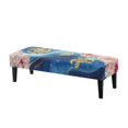 thumbnail image 1 of XYZCANDO Golden Turtle Floral Marble Bench Seat Cover, Easy Clean Long Chair Cover High Elastic Polyester Spandex Long Bench Seat Slipcover for Living Room, 1 of 9