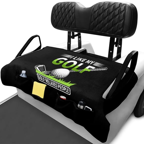 XYZCANDO Golf Quote Terry Cloth Golf Cart Seat Cover with 4 Storage Pockets - Non-Slip Washable Protector for 2-Seat Golf Carts
