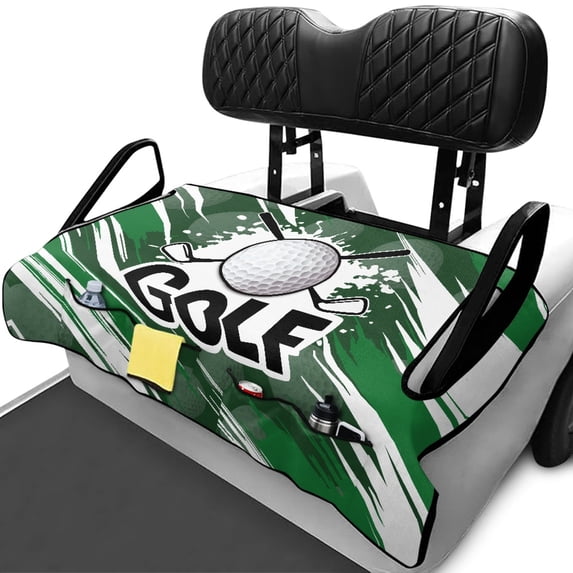 XYZCANDO Golf Themed Universal Golf Cart Seat Cover | 4 Pockets Non-slip Washable Terry Cloth Protector For Golfers