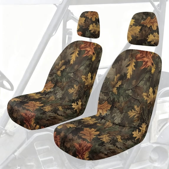 XYZCANDO Green Camo Forest Seat Cover for UTV Water-Resistant Rhino Bucket Seats Cover with Headrest Cover Breathable UTV Seat Covers Accessory Part for Rhino 450 660 700