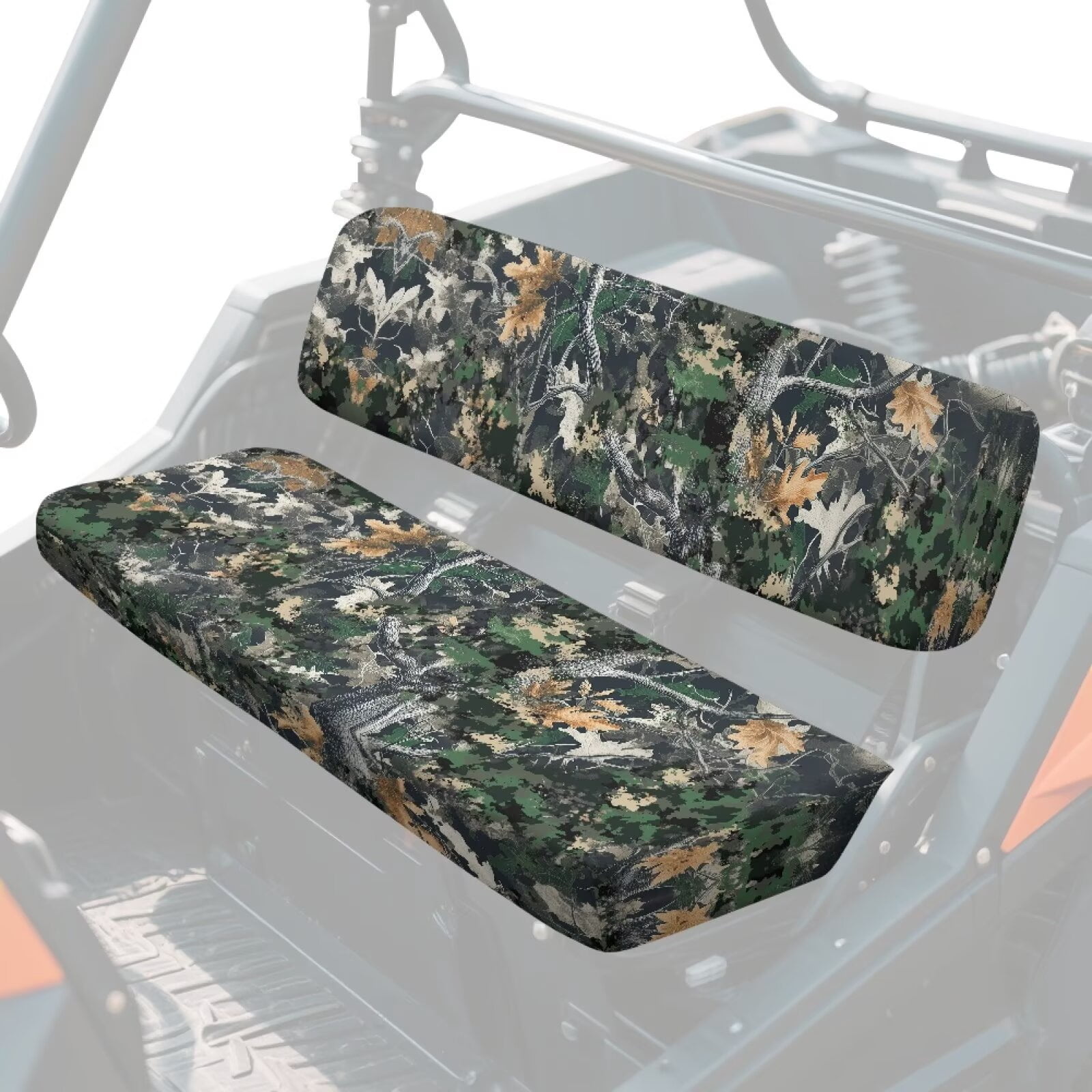 XYZCANDO Green Camo Forests UTV Seat Covers for Kawasaki Mule 3000 2 Pieces UTV Seats Cover Accessory Part Mule Accessory Parts Replacement Bench Seat Covers Full Protection