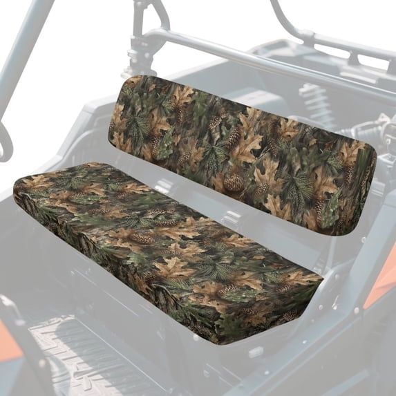 XYZCANDO Green Camo Hunting Seat Cover for UTV 2 Pieces Full Back UTV Seat Covers Compatible with Kawasaki Mule 3000 All-Season Protection Seats Accessory Parts Washable