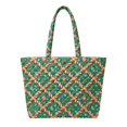 thumbnail image 1 of XYZCANDO Green Christmas Themed Padded Shoulder Tote Bag Large Capacity Quilted Daily Handbag for Holiday Shopping Travel Work Cute Candy Cane Star Pattern Women's, 1 of 7