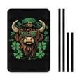 thumbnail image 1 of XYZCANDO Green Hat Highland Cow RV Door Window Shade Clover RV Sun Shade St. Patrick's Day RV Window Cover Foldable Camper Accessories RV Door Cover with Hook and Loop Camper Blackout Shades Black, 1 of 7