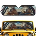 thumbnail image 1 of XYZCANDO Groundhog Windshield Sun Shade Compatible with Jeep Wrangler JK JL Sunshade Sun Visor for UV Rays & Heat Protection Keep Your Vehicle Cool 51.57 in *16.14 in, 1 of 7